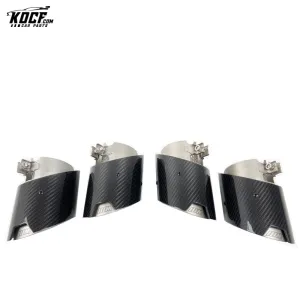 4 Pcs Carbon Fiber Exhaust tip tail ends Exhaust tip muffler tip Stainless Steel Glossy Black Fits for BMW M3 G80 M4 G82 G83