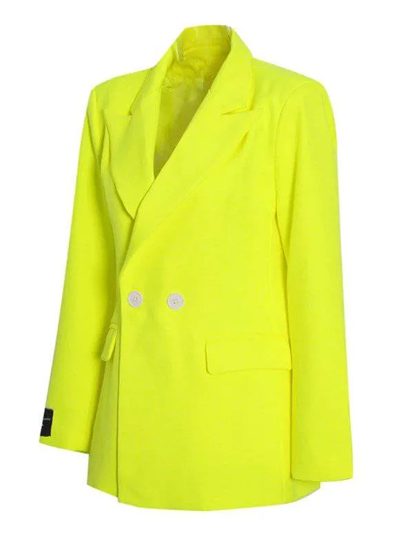 Abby Double-breasted Blazer - Neon