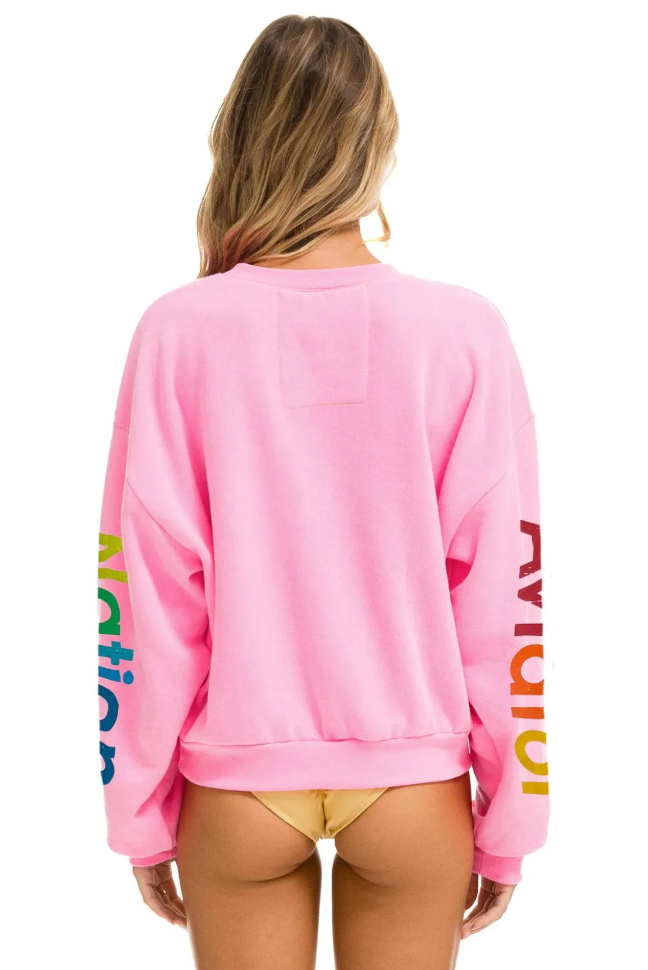 AVIATOR NATION RELAXED CREW UNISEX SWEATSHIRT - NEON PINK