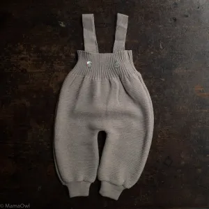 Baby Merino Wool Dungarees - Beige