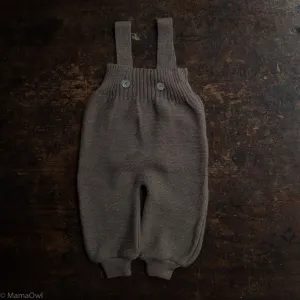 Baby Merino Wool Dungarees - Chocolate