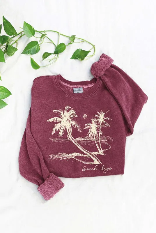 Beach Days Mineral Washed Graphic Sweatshirt