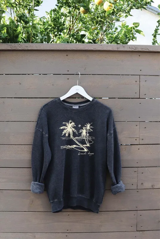 Beach Days Mineral Washed Graphic Sweatshirt