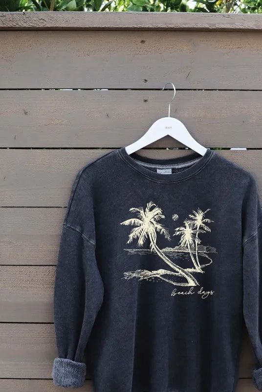 Beach Days Mineral Washed Graphic Sweatshirt