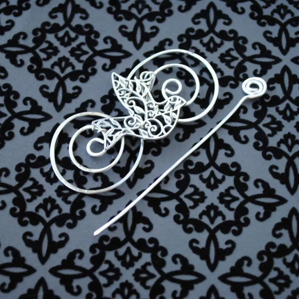 Bird Shawl Pin - Charmed Silver