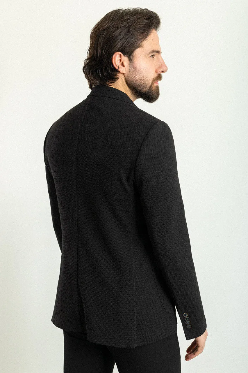 Bojoni Torretta Slim Fit Woven Black Blazer