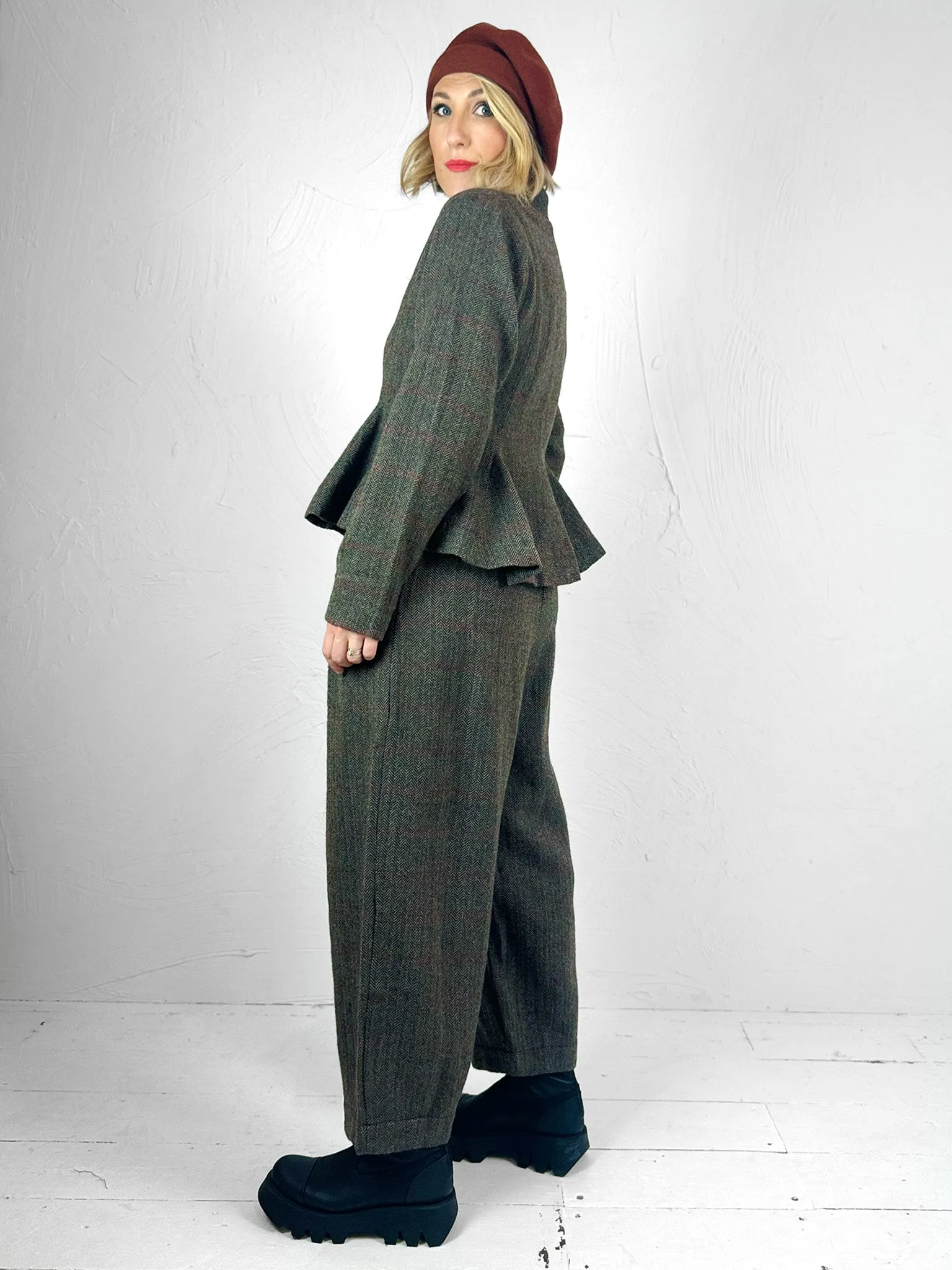 Botvi Herringbone Wool Trousers