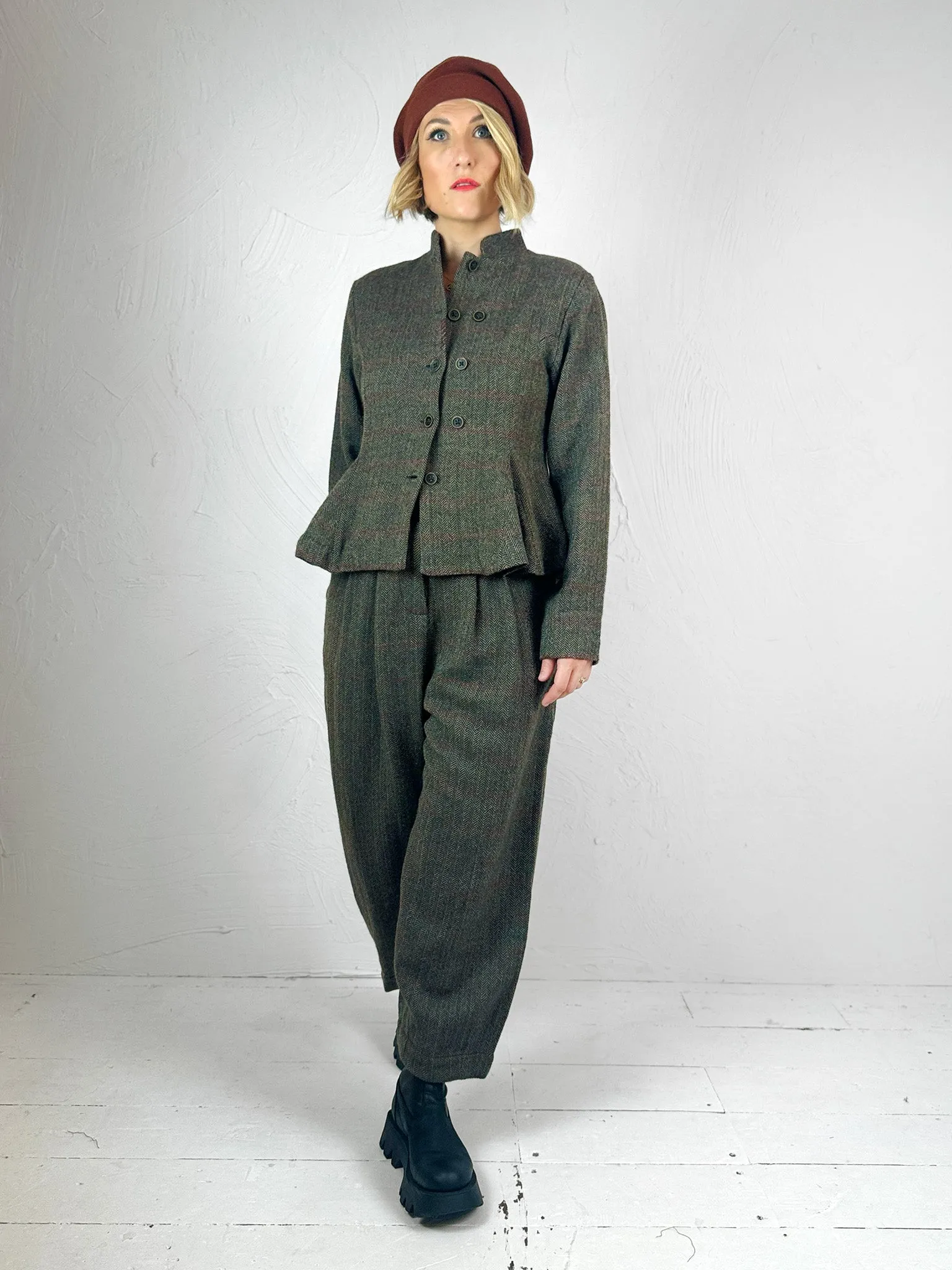 Botvi Herringbone Wool Trousers