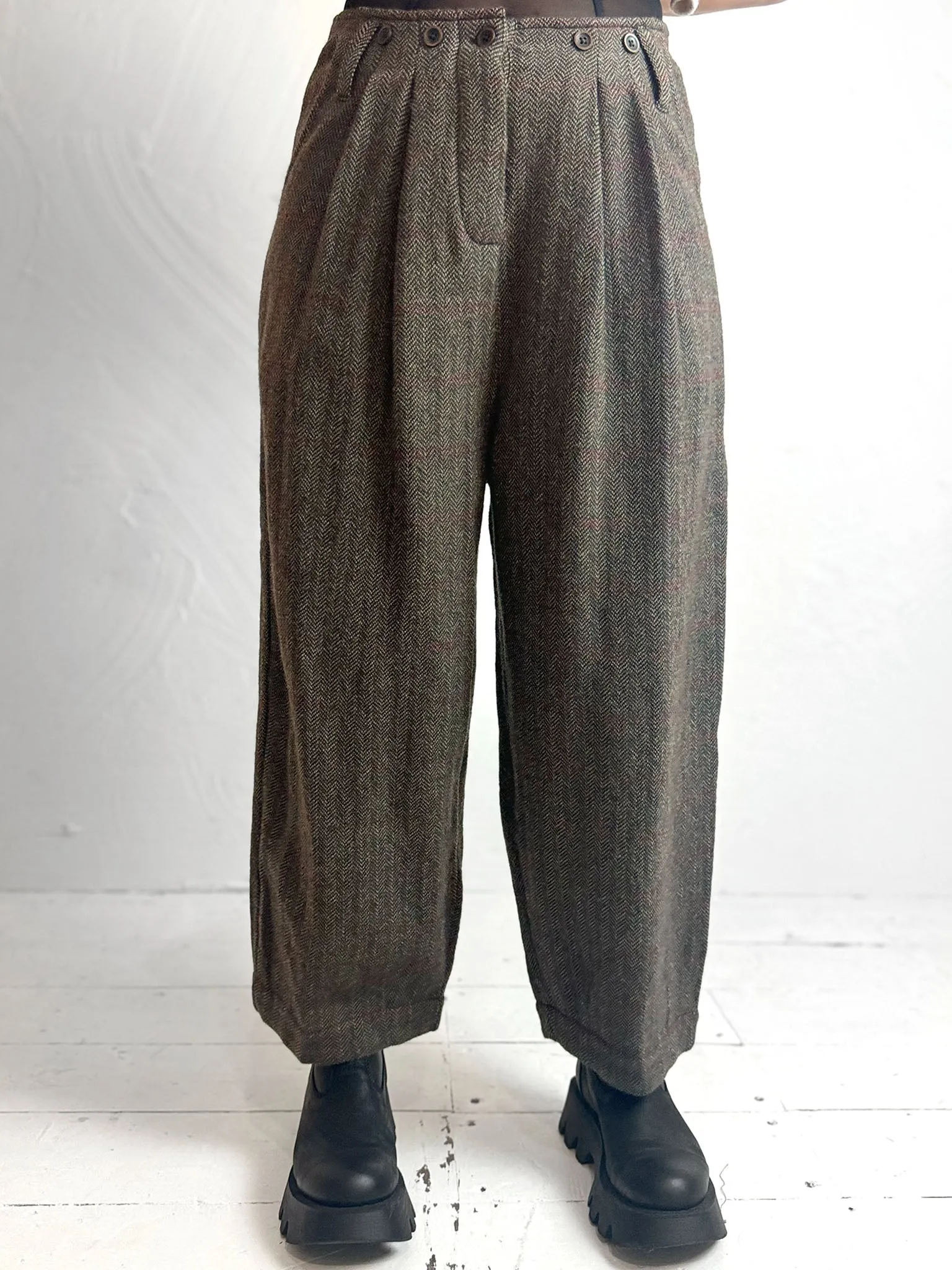 Botvi Herringbone Wool Trousers