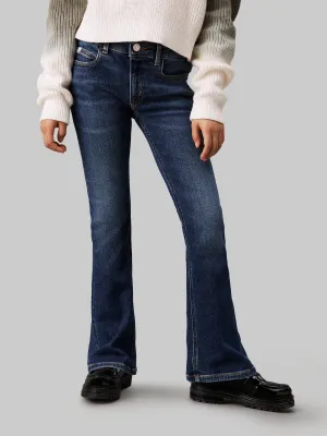 Calvin Klein Girls Mid Rise Flared Jeans in Blue