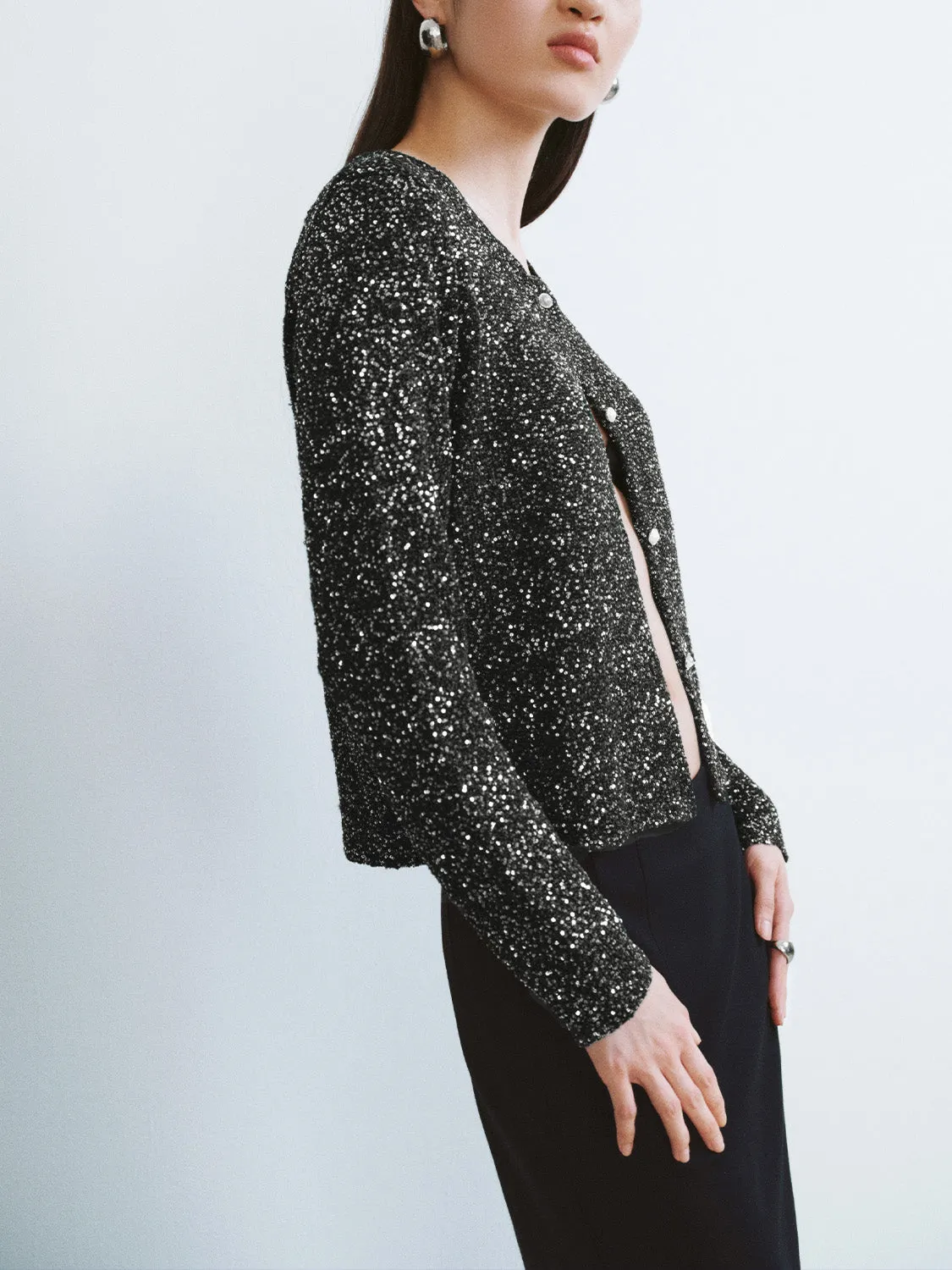 Crew Neck Knitted Cardigan