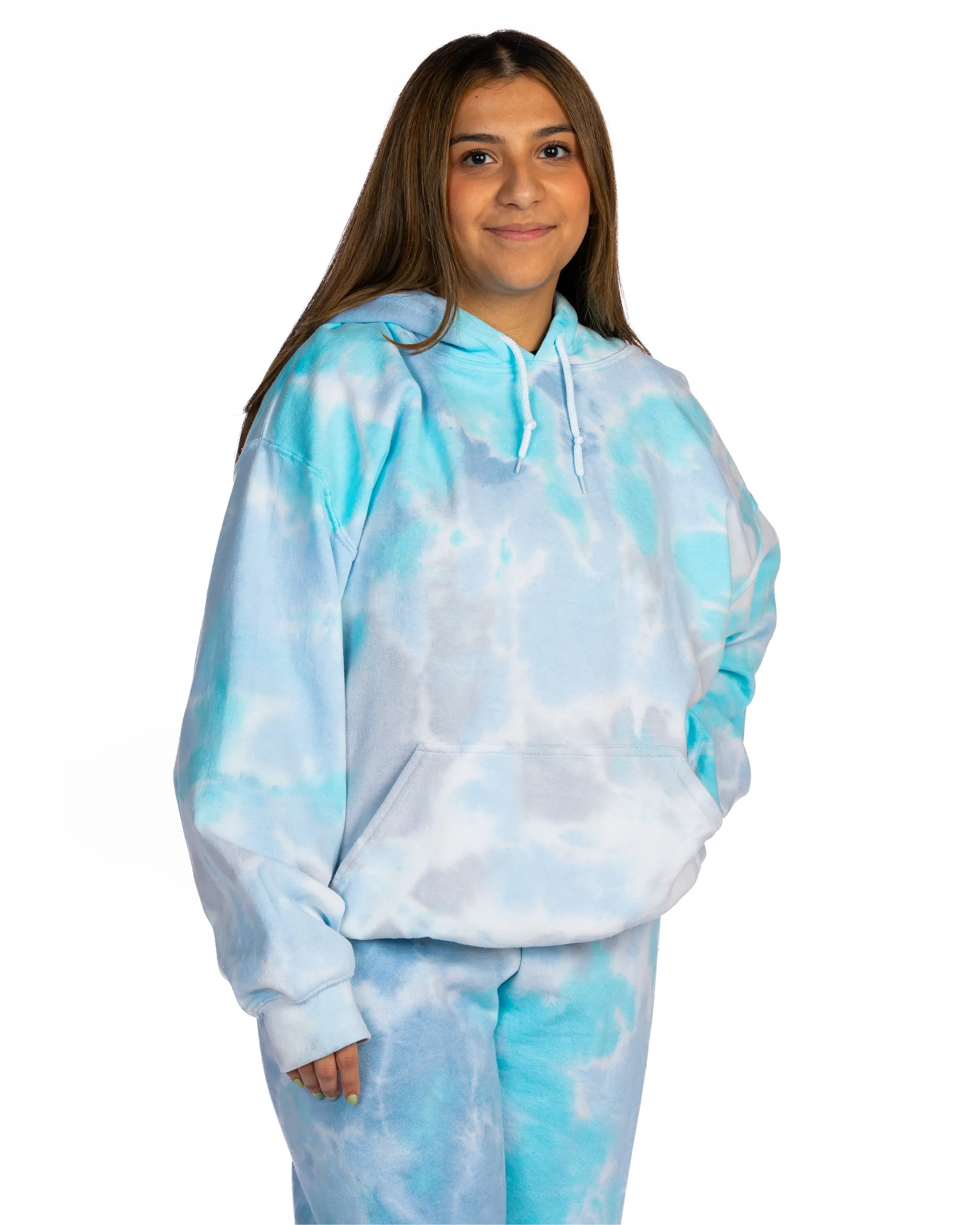 Dream Cloud Dye Essential Fleece Hoodie - Turquoise