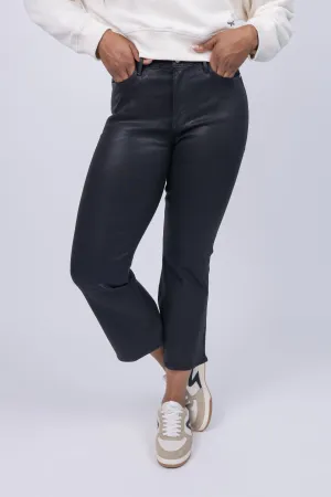 Frame Le Crop Flare Jeans in Noir Coated