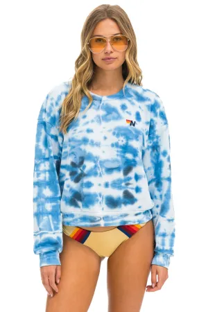 HAND DYED RELAXED CREW SWEATSHIRT - TIE DYE BLUE