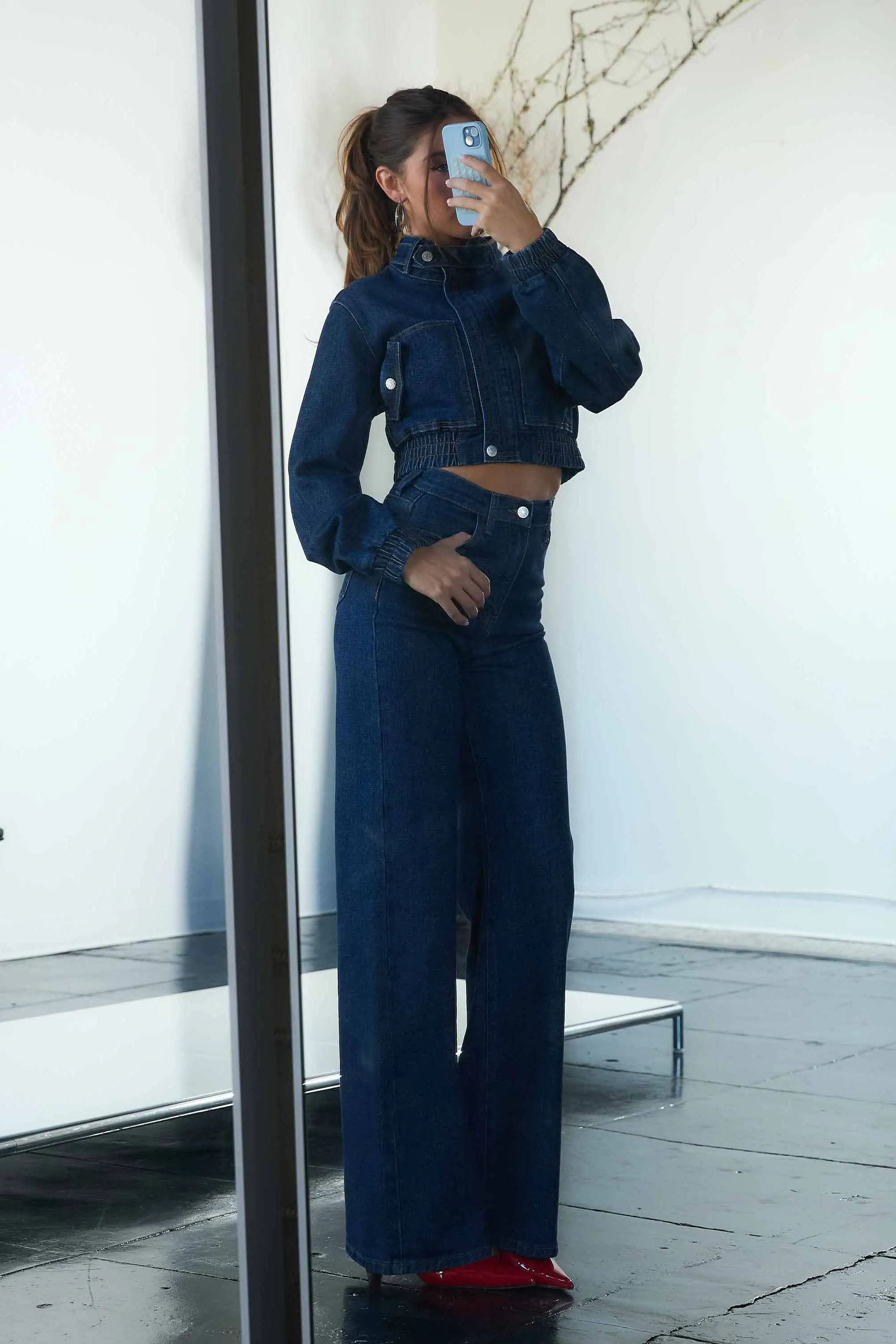 High-Rise Indigo Wide Leg Jeans