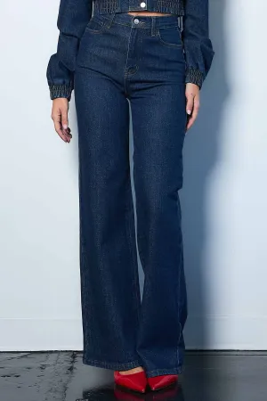 High-Rise Indigo Wide Leg Jeans