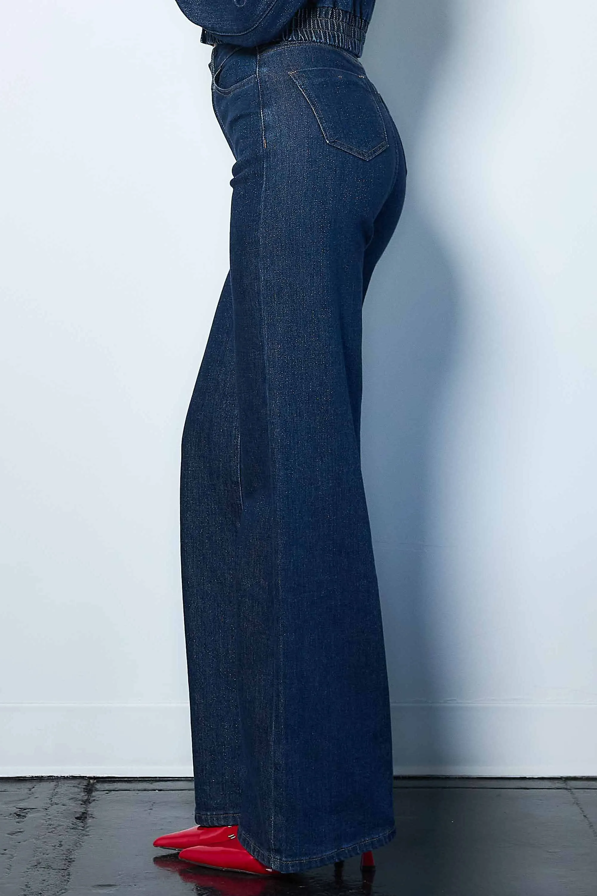 High-Rise Indigo Wide Leg Jeans