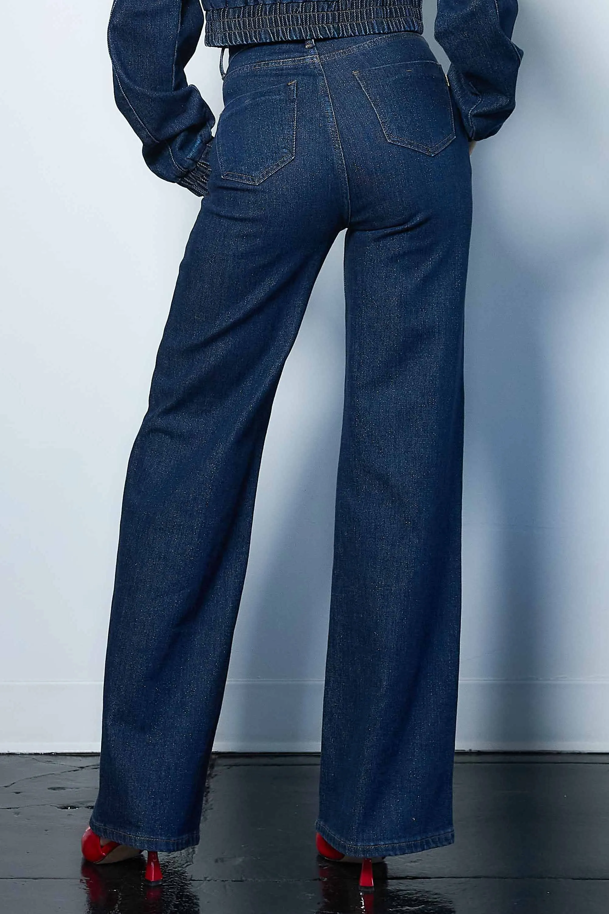 High-Rise Indigo Wide Leg Jeans