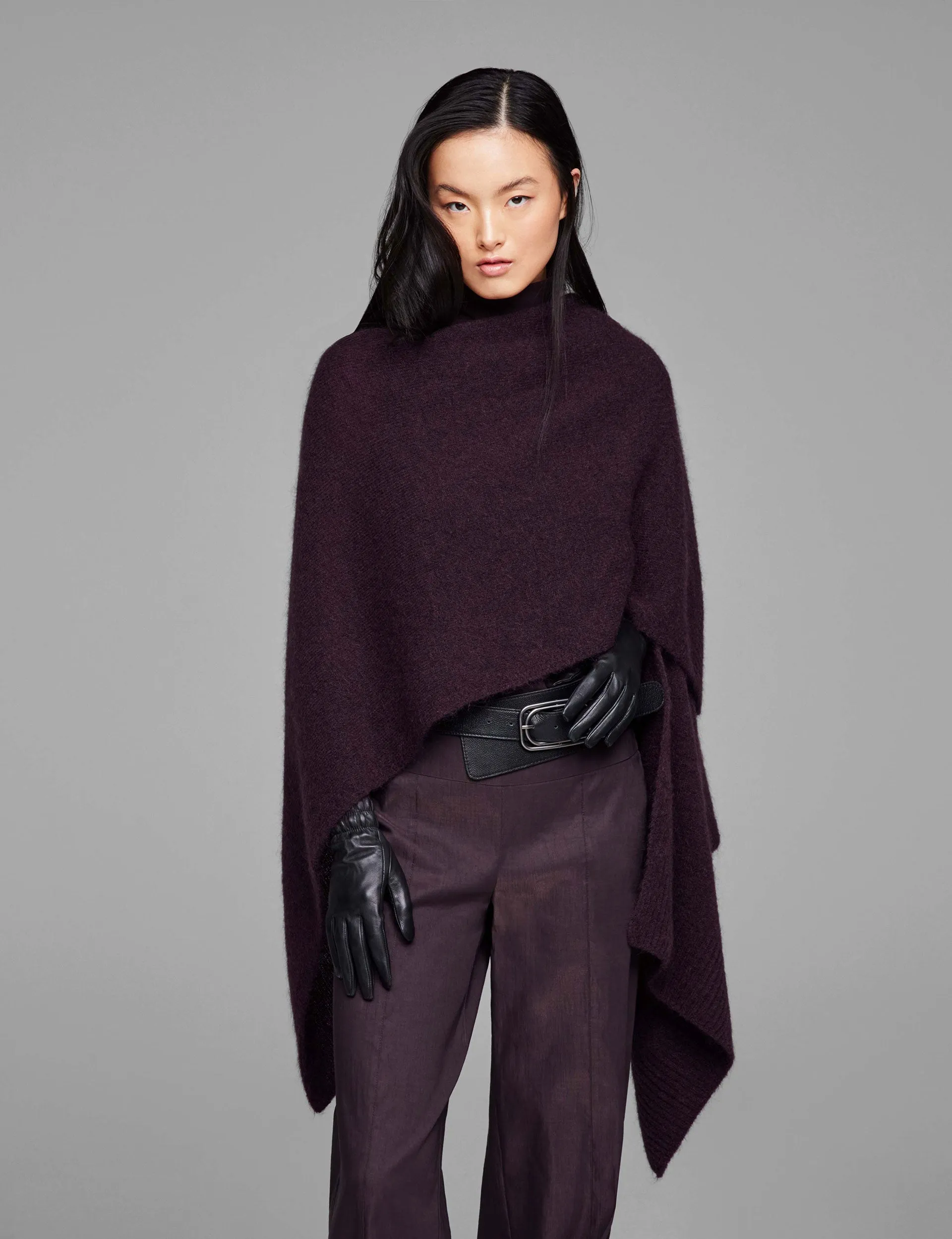 Hood Poncho - Plum