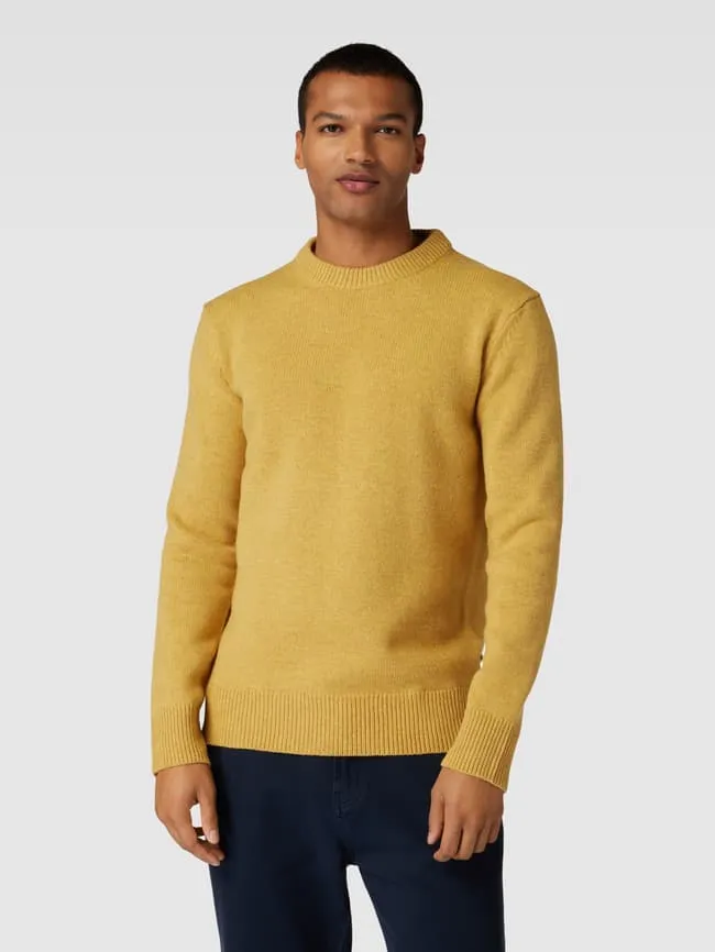 Knitted sweater with a round neck, model "GEMO" Minimum, yellow