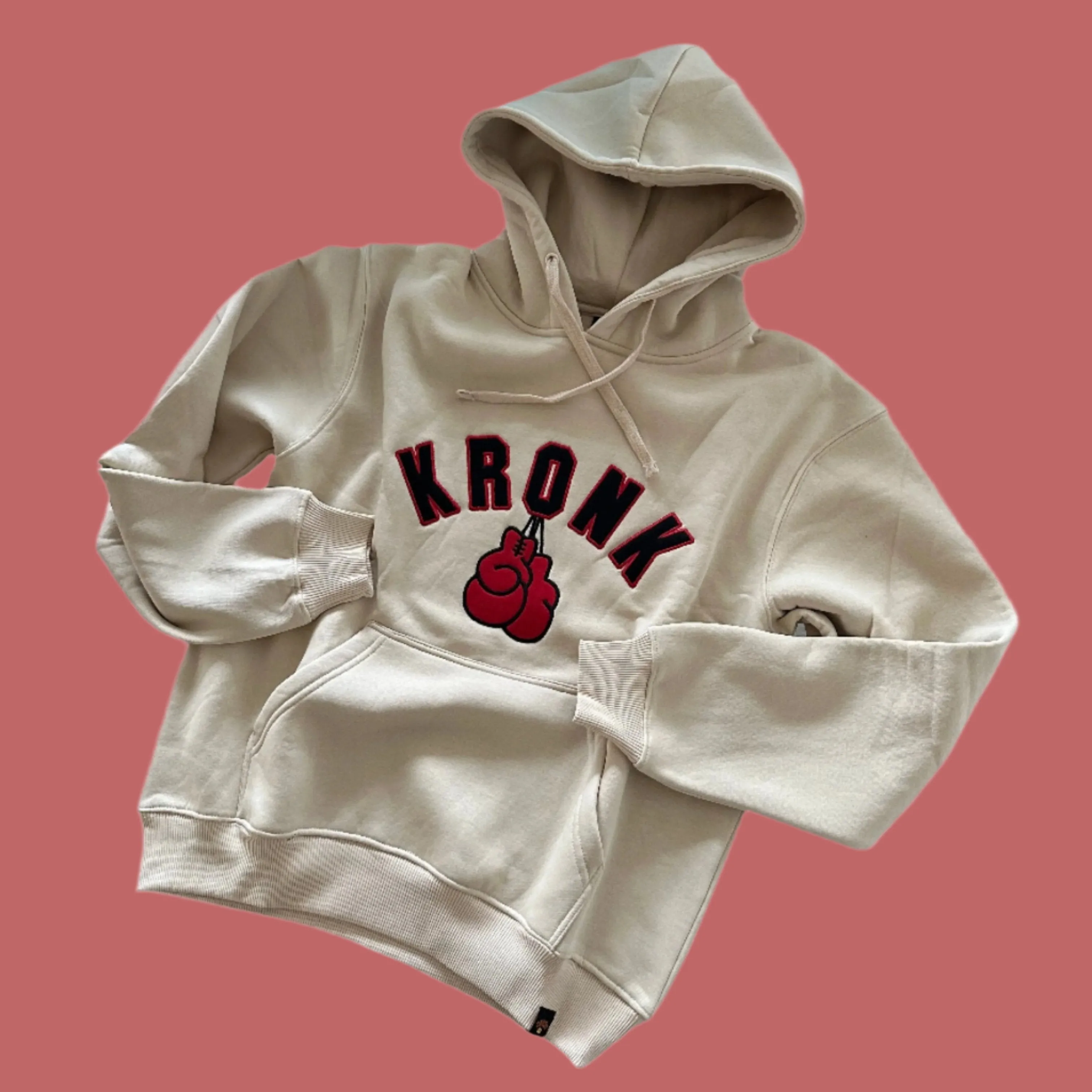 KRONK Gloves Applique Hoodie Loose Fit Ecru