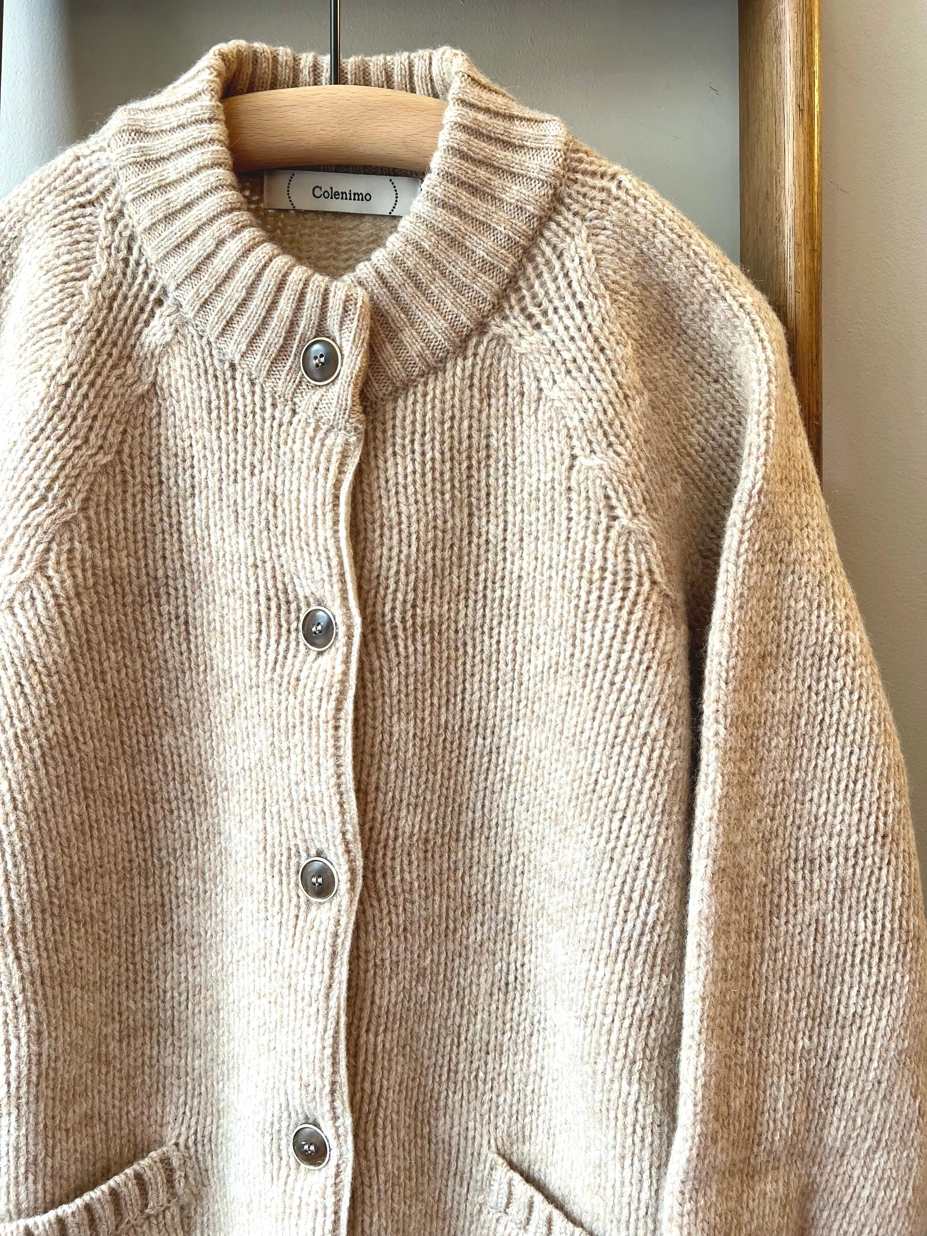 Lambswool Wool Shetland Yarn Cardigan / Tusk