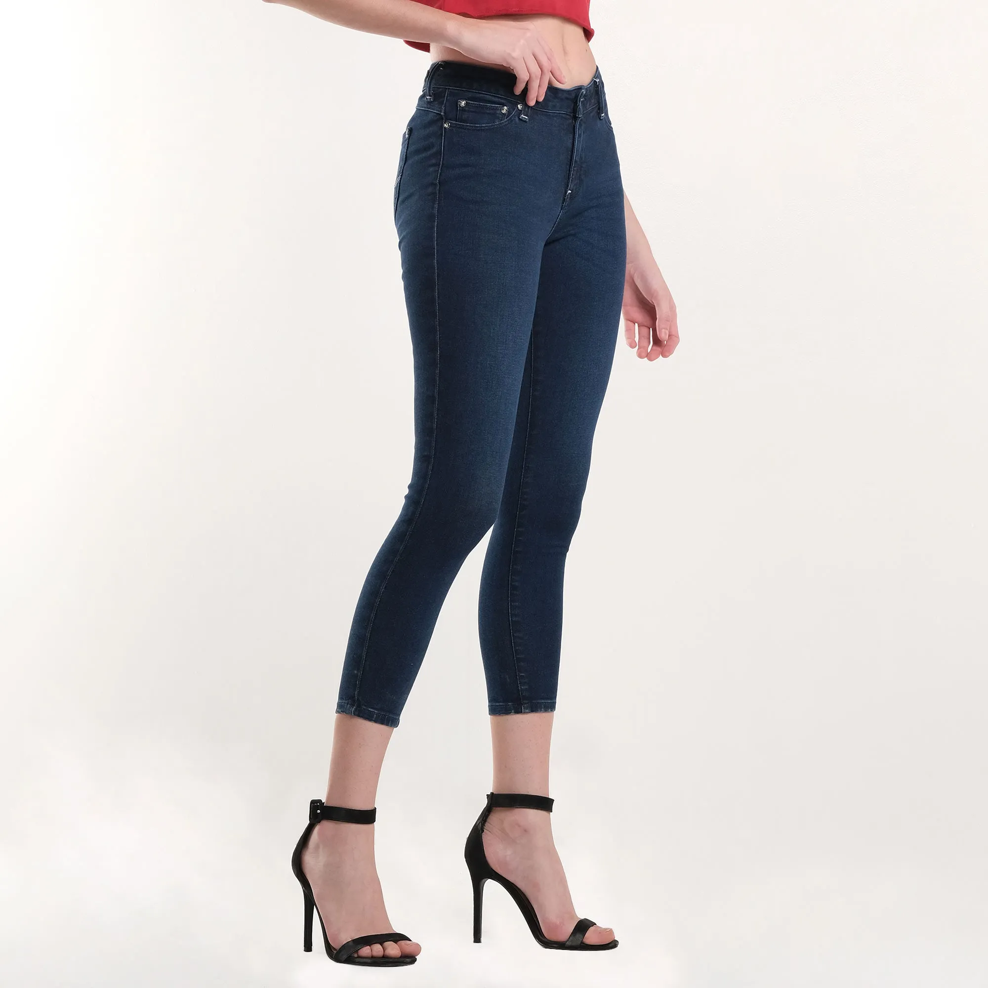 LEE LADIES HIGH WAIST SKYLER DENIM PANTS IN WORN EBONY