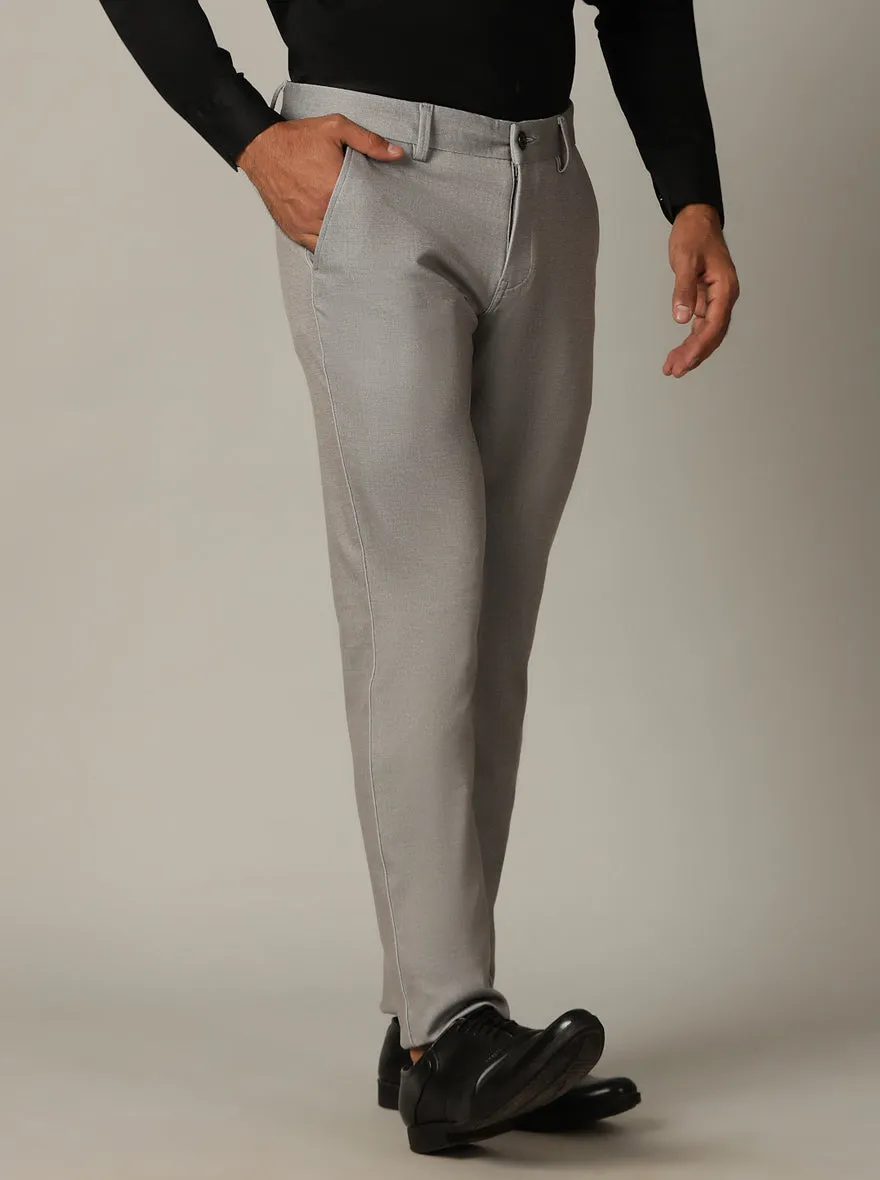 Light Grey Printed Venice Fit Casual Trouser | JadeBlue