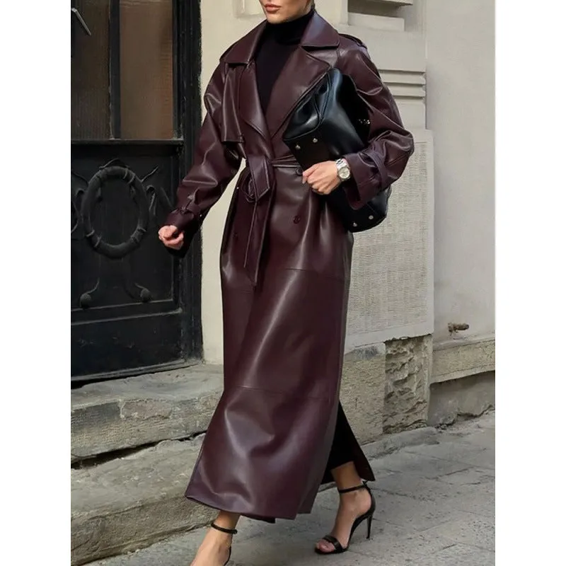 Long Leather Coat for Women