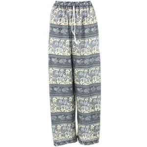 Loose Ali Baba Harem Elephant Trousers Pants - Black & Yellow