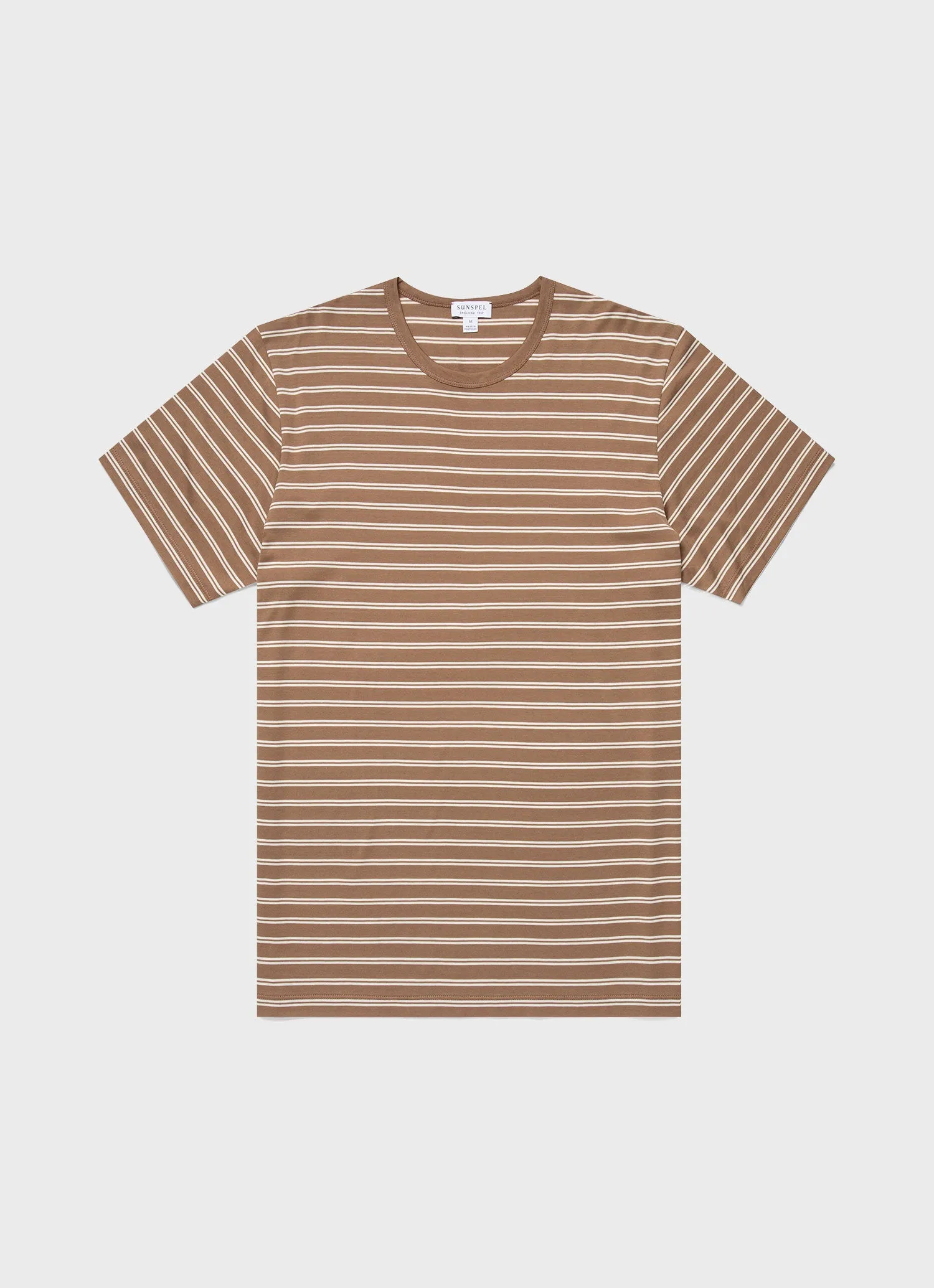 Men's Classic T-shirt in Dark Sand/Ecru Tramline Stripe