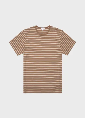 Men's Classic T-shirt in Dark Sand/Ecru Tramline Stripe