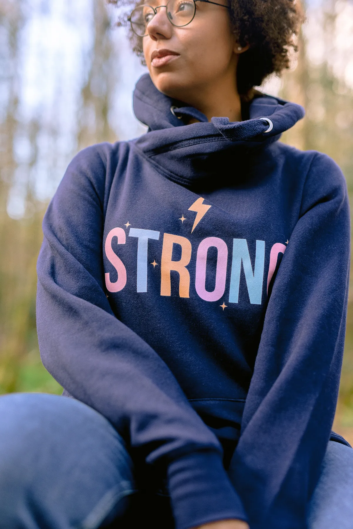 Navy Strong Cowl Neck Hoodie