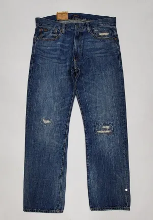 Nwt Polo Ralph Lauren Blue Rips Classic Fit Jeans