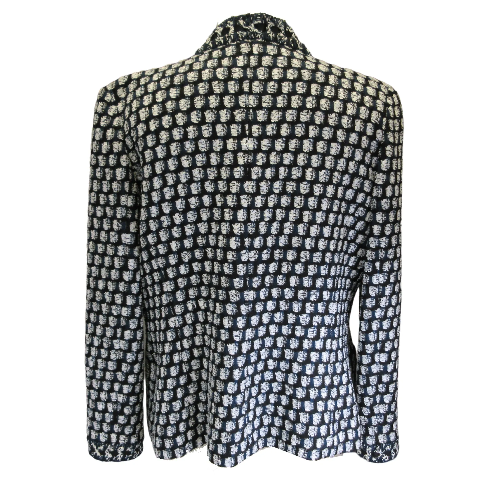 Oscar de la Renta Navy / White / Black Open Front Tweed Jacket