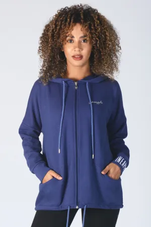 Parker Style Longline Zip Hoodie