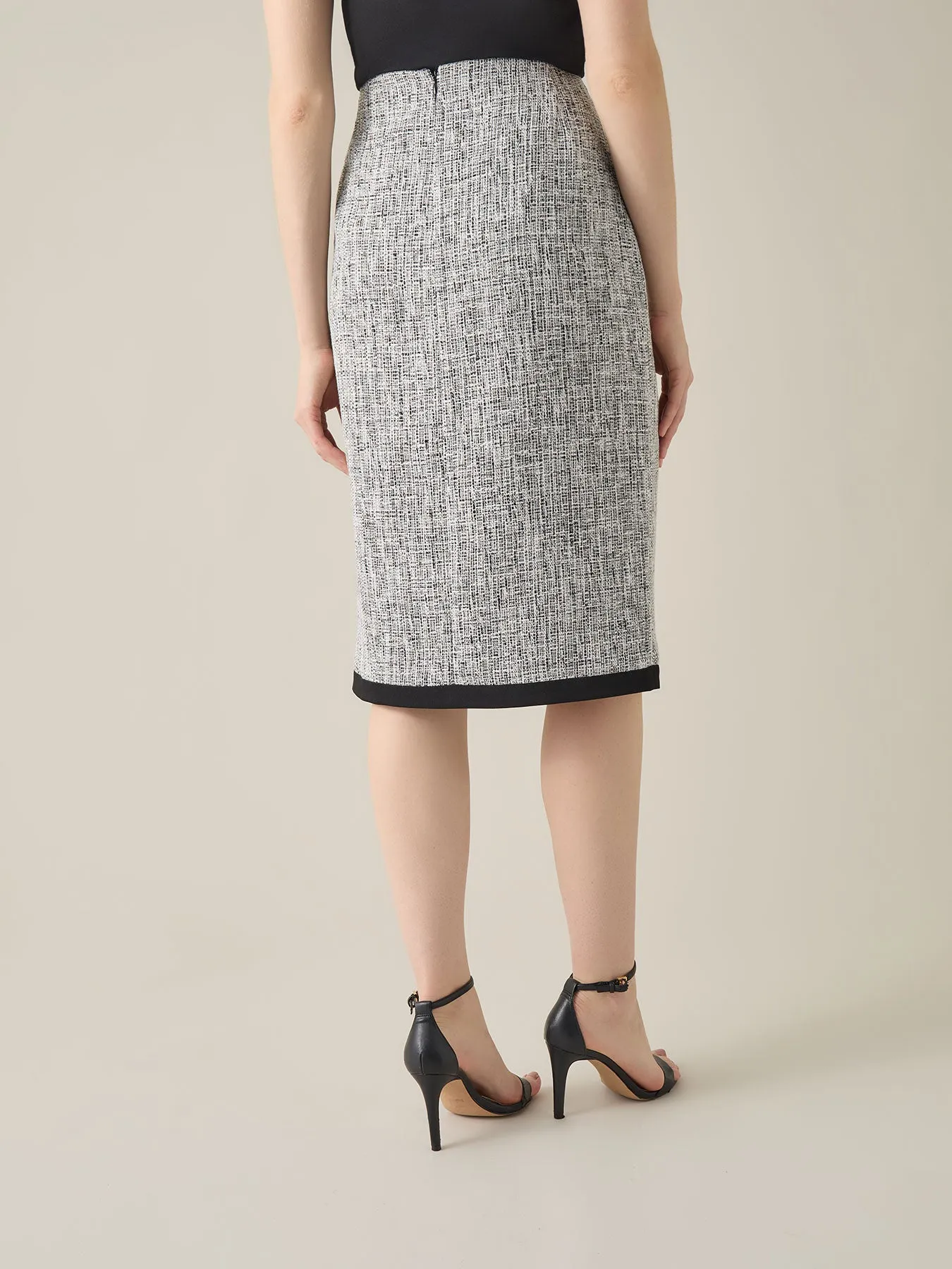 Petite Colorblock Skimmer Skirt, Tweed