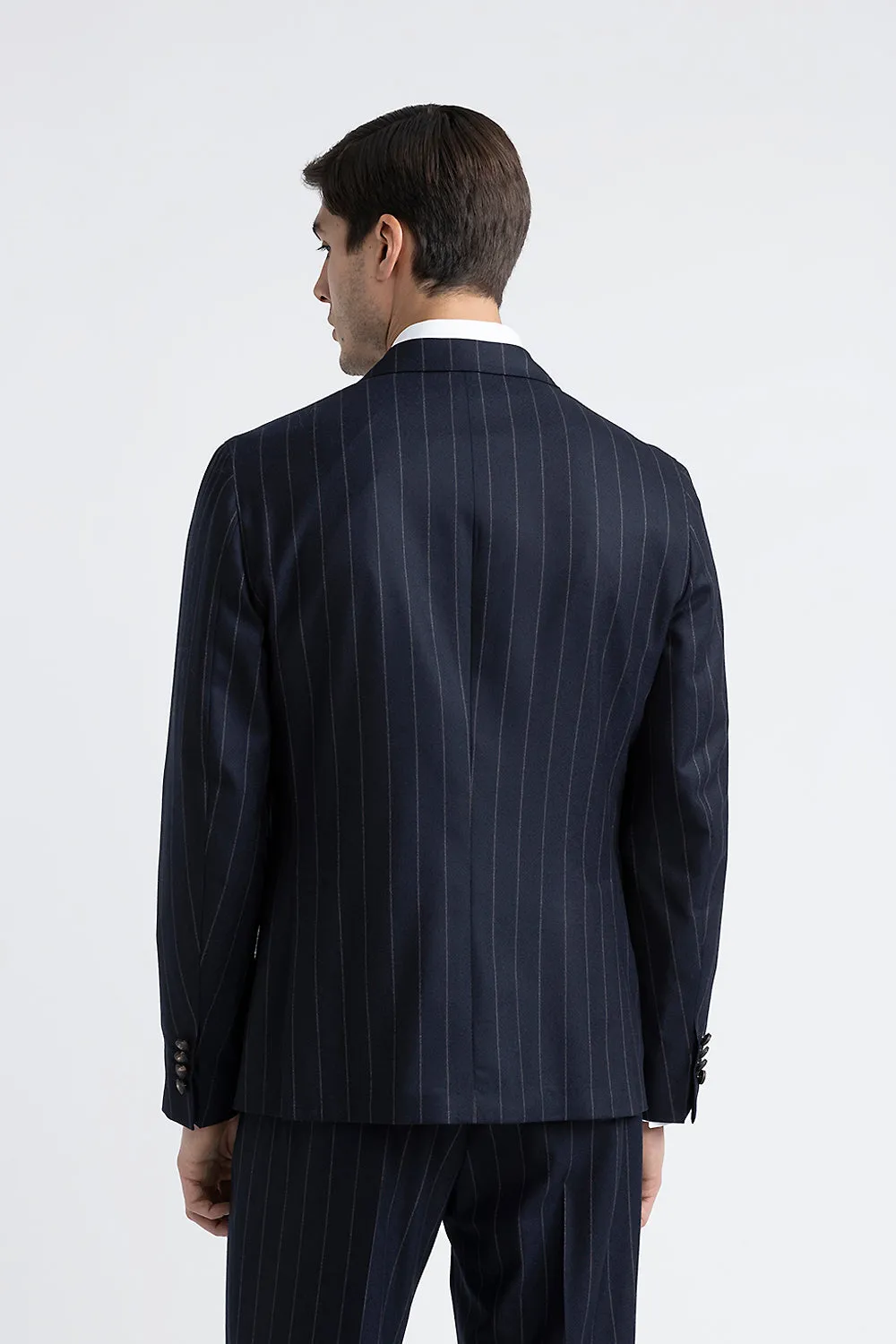 Pinstripe wool double-breasted blazer