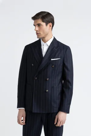 Pinstripe wool double-breasted blazer