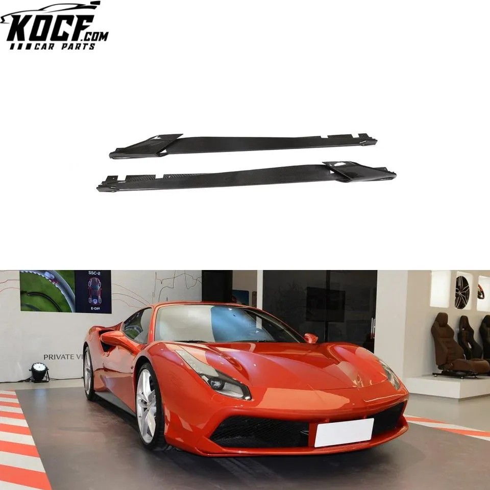 Prepreg Dry Carbon Fiber 488 Side Skirts Extension with Winglet for Ferrari 488 GTB Coupe 2-Door 15-18