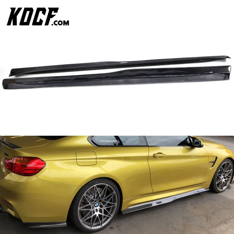 PSM Type Carbon Fiber Side Bumper Extension Side Skirts For BMW F82 F83 M4 2014-2019