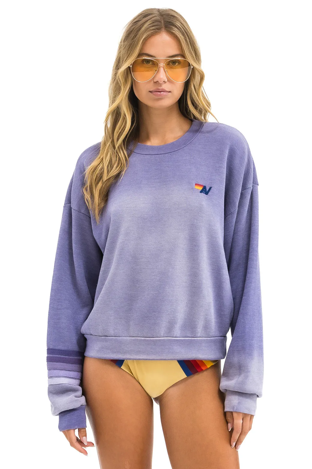 RUGBY STITCH RELAXED CREW SWEATSHIRT - FADED GRAPE