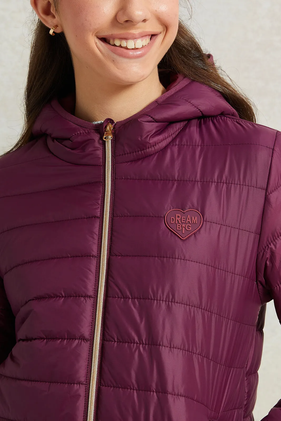 Senior Girls Burgundy Padded Hooded Jacket