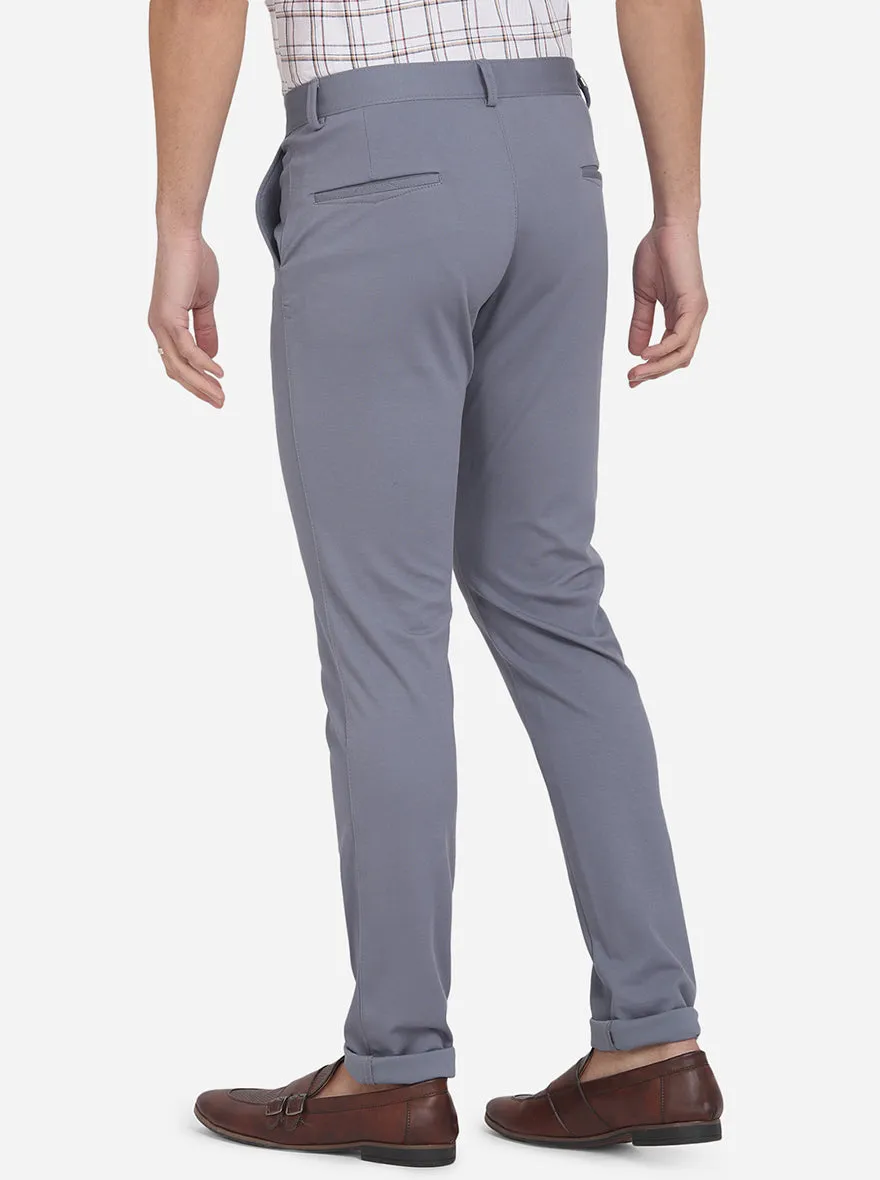 Sky Blue Solid Venice Fit Casual Trouser | JadeBlue