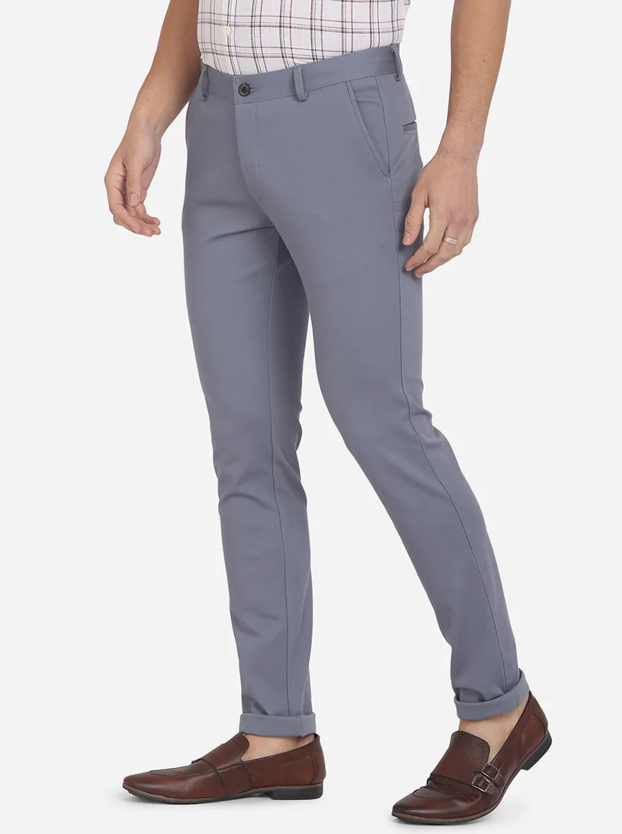 Sky Blue Solid Venice Fit Casual Trouser | JadeBlue