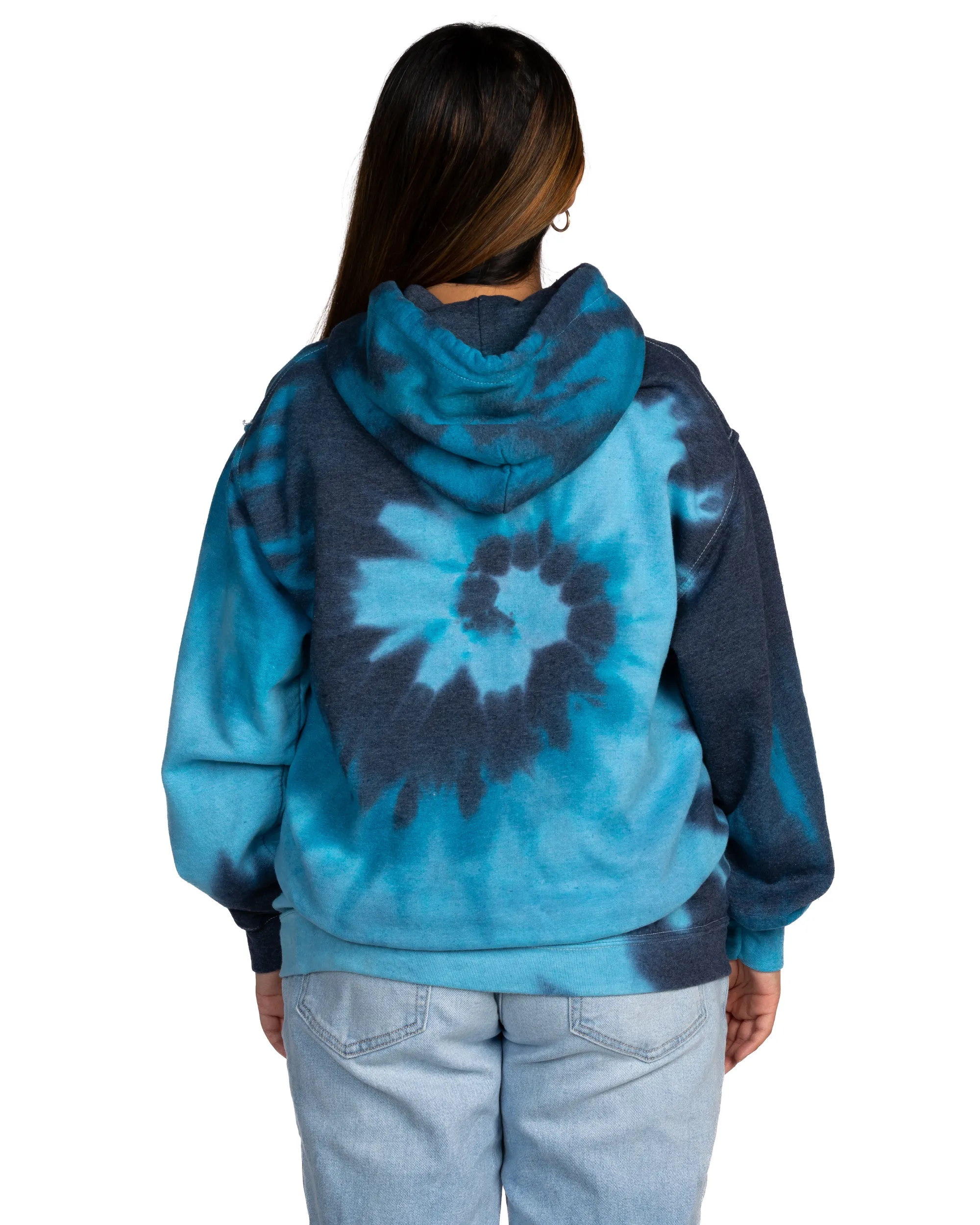 Tie Dye Essential Fleece Hoodie - Blue Tide Spiral