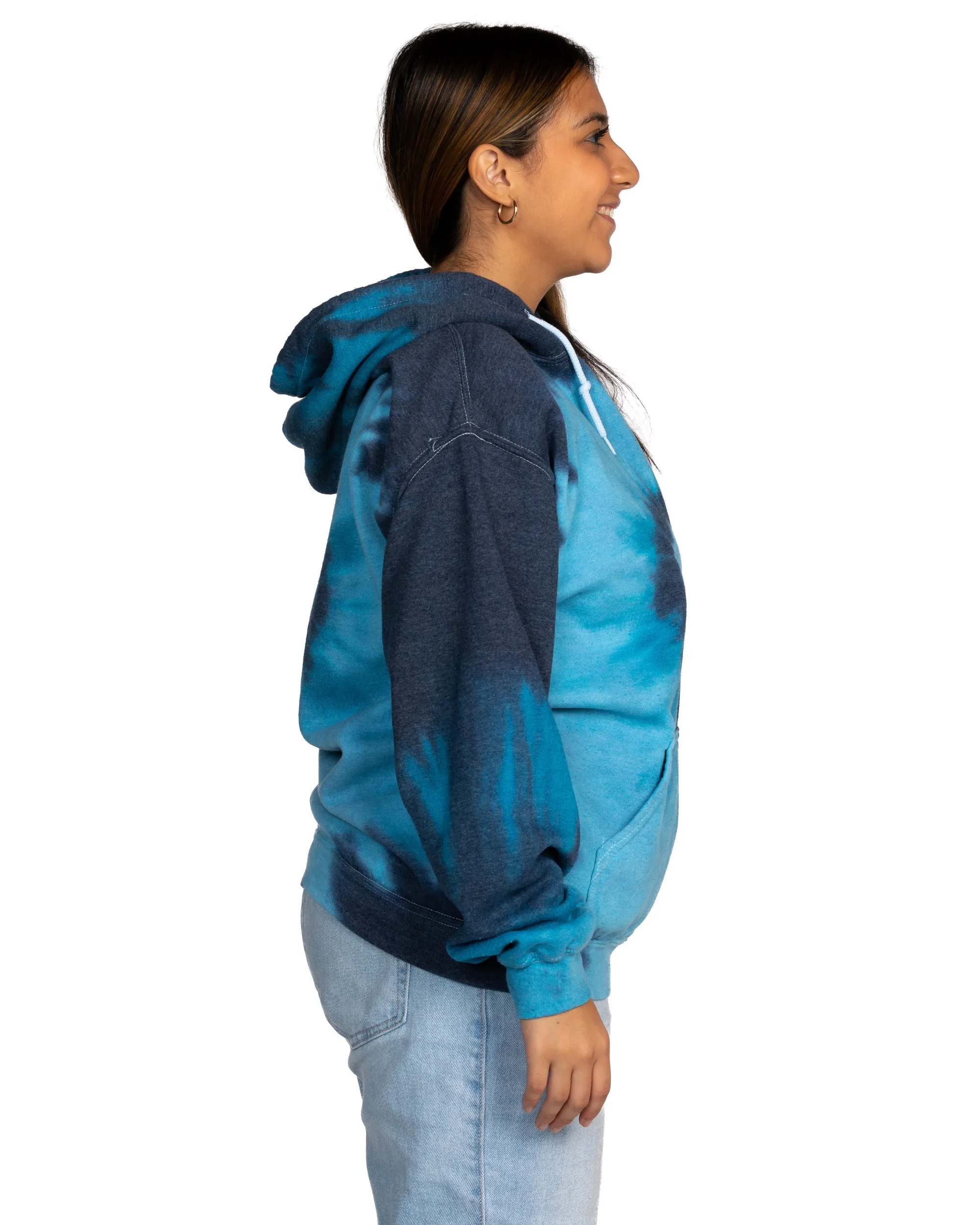 Tie Dye Essential Fleece Hoodie - Blue Tide Spiral