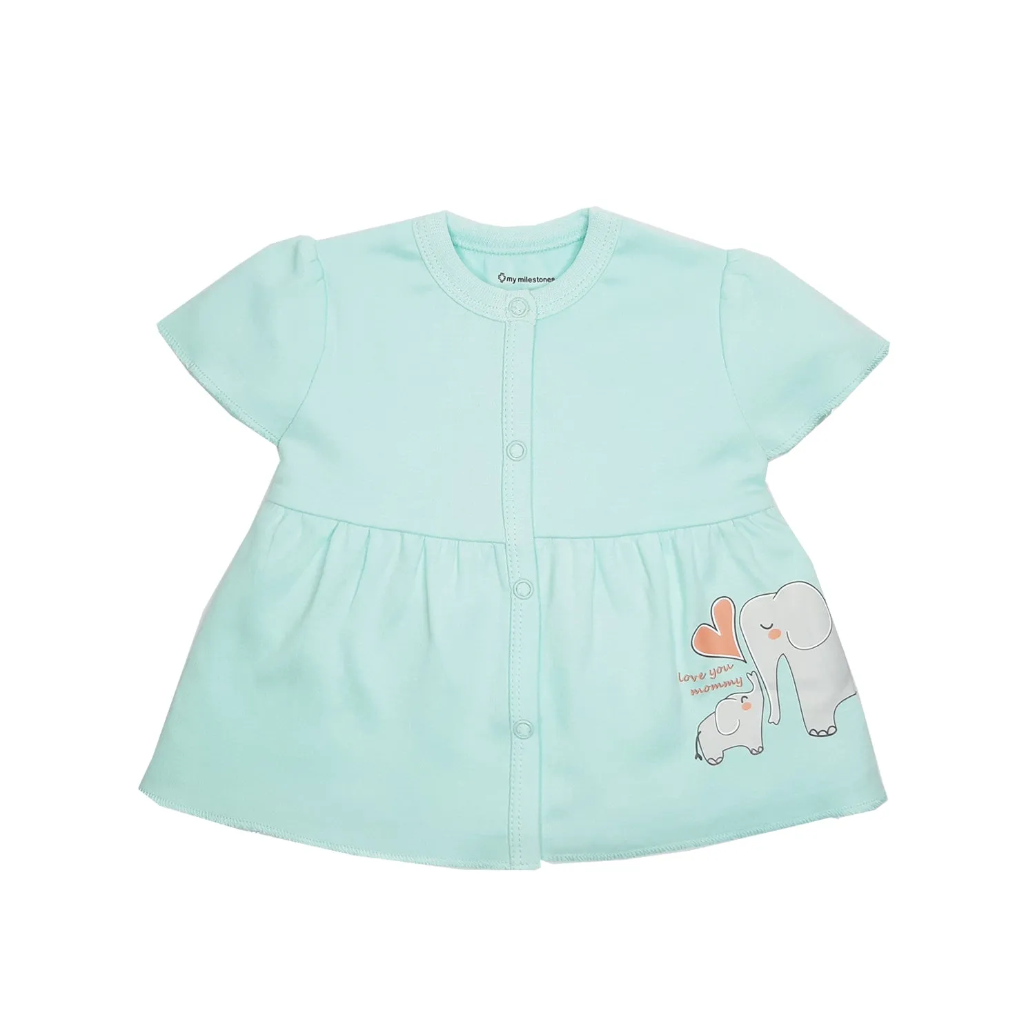 Tops Half Sleeves Girls Peach/Aqua - 2Pc Set