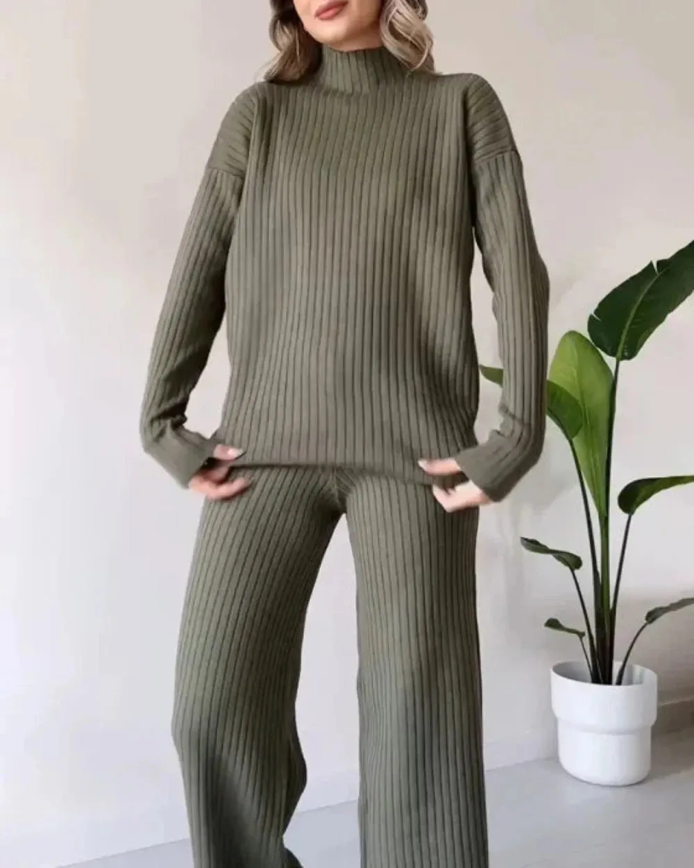 Two Piece Cozy Knit Sweater And Pants Set