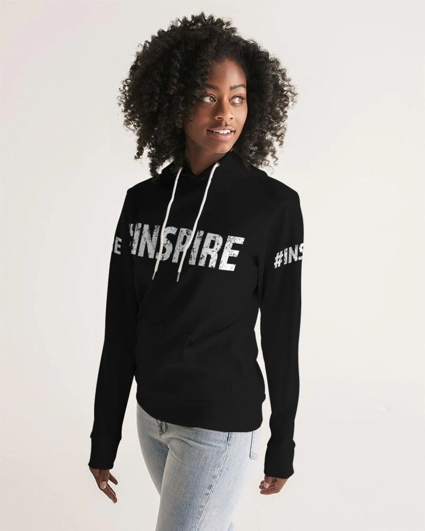 Womens Hoodie - Pullover Hooded Sweatshirt - White Graphic /inspire